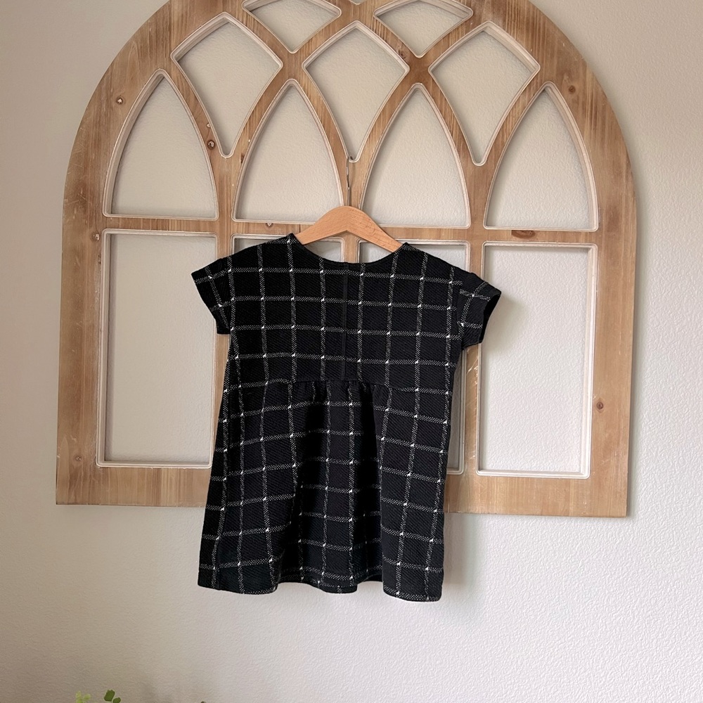 Zara Girls Black & White Plaid Peplum Top